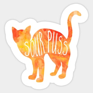 Sour Puss - funny cat pun Sticker